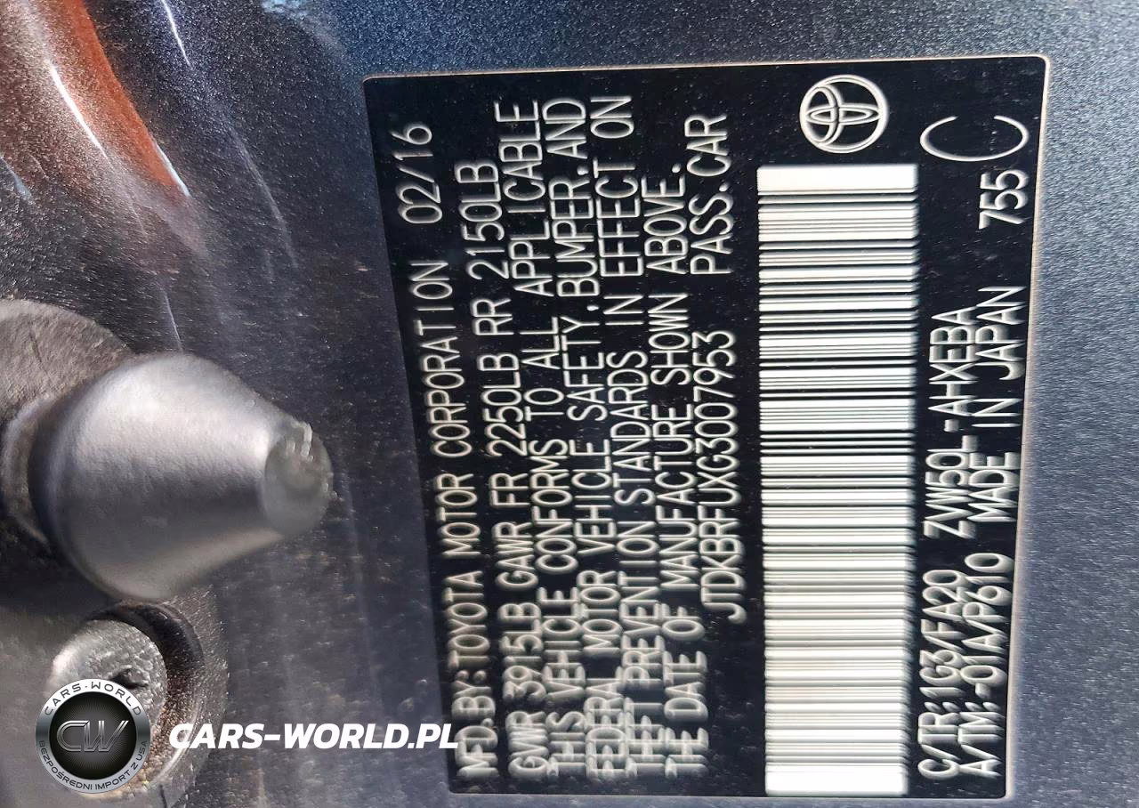 2016 Toyota Prius Two VIN:JTDKBRFUXG3007953 - 12
