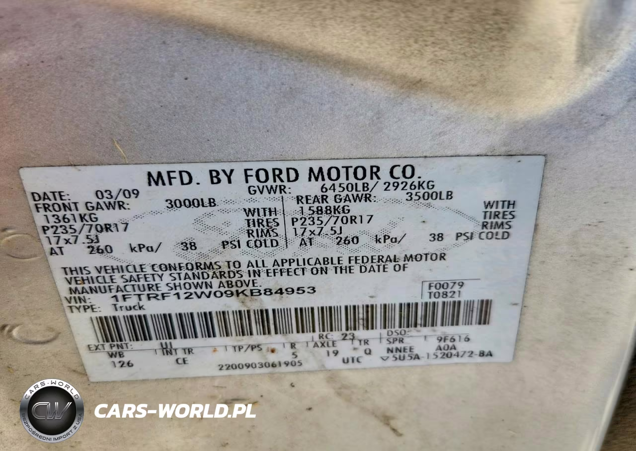 2009 Ford F150 VIN:1FTRF12W09KB84953 - 13
