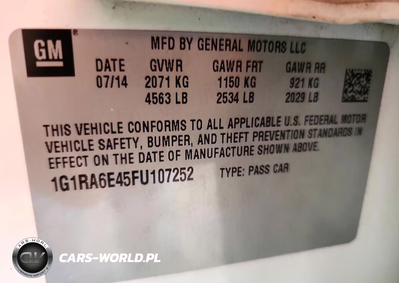2015 Chevrolet Volt VIN:1G1RA6E45FU107252 - 12