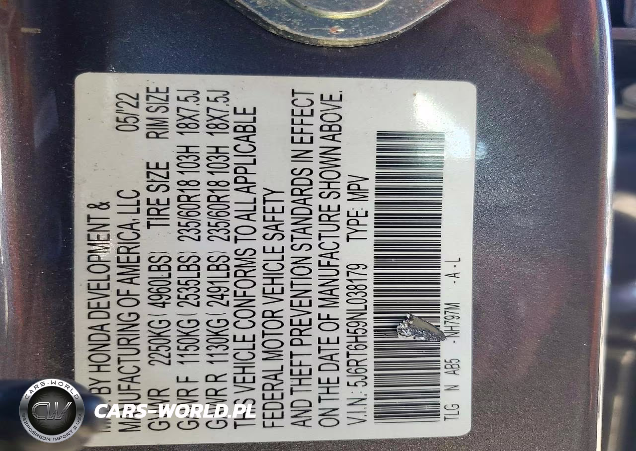 2022 Honda Cr-V Ex VIN:5J6RT6H59NL038179 - 14