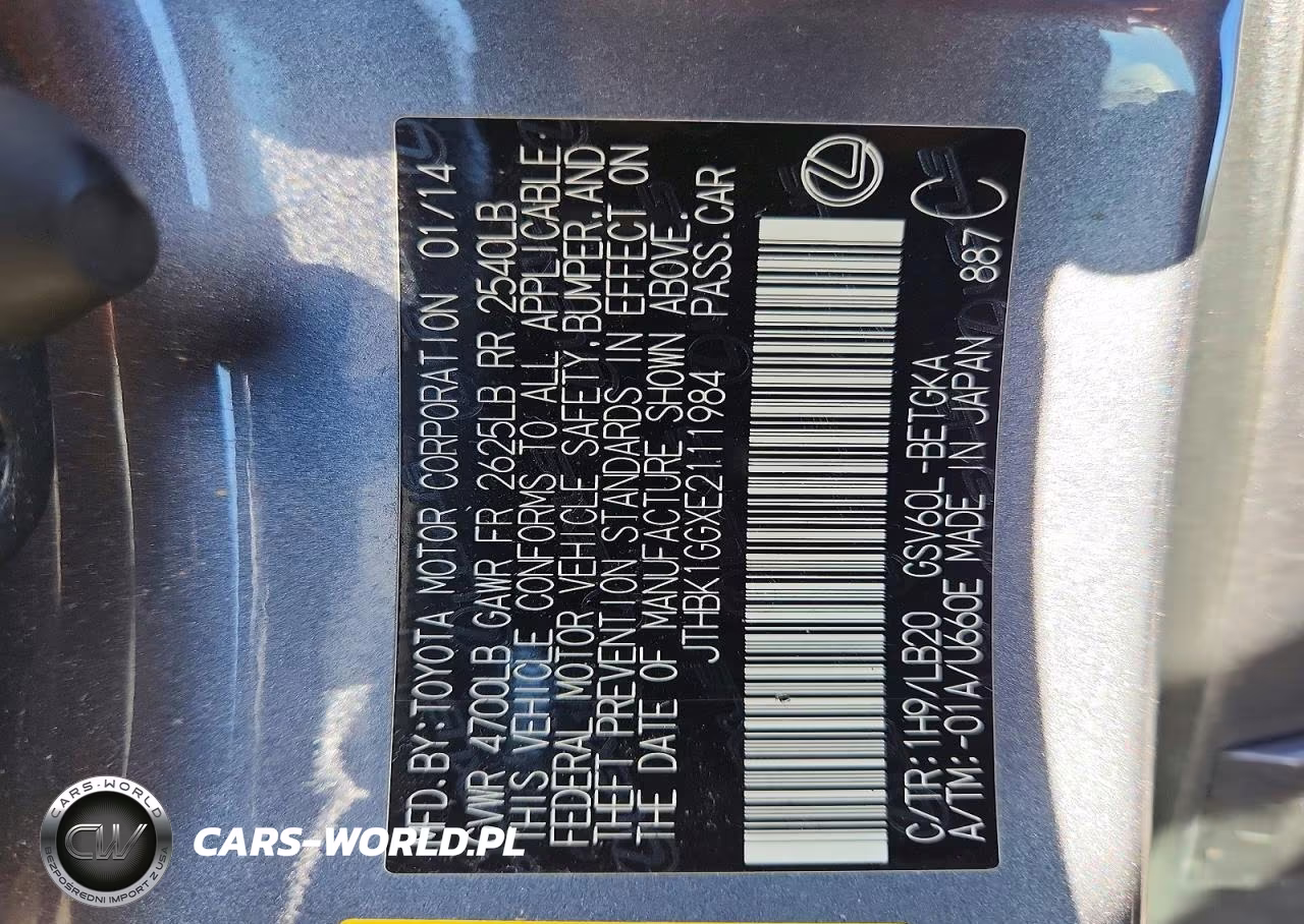 2014 Lexus Es 350 VIN:JTHBK1GGXE2111984 - 13
