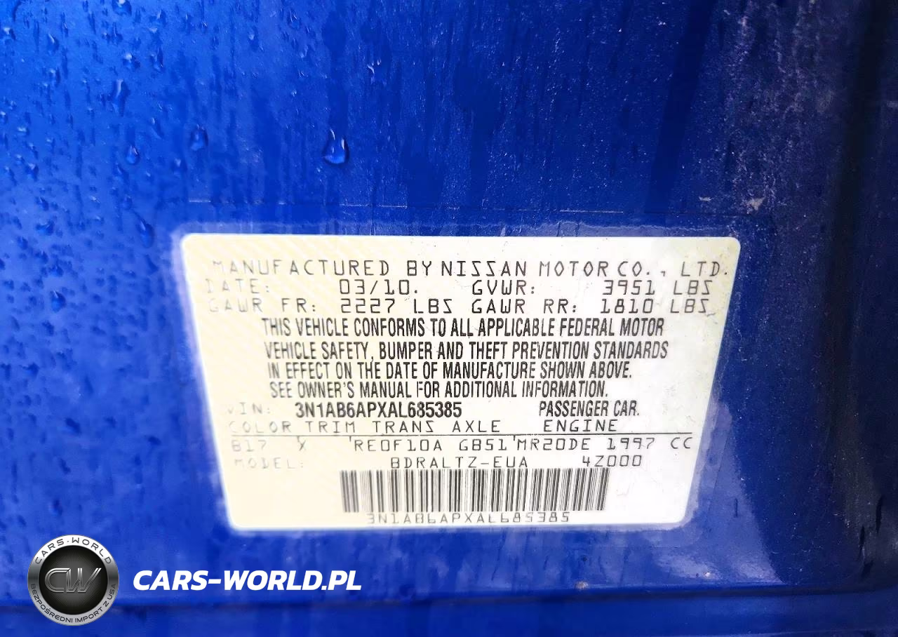 2010 Nissan Sentra 2.0 VIN:3N1AB6APXAL685385 - 13