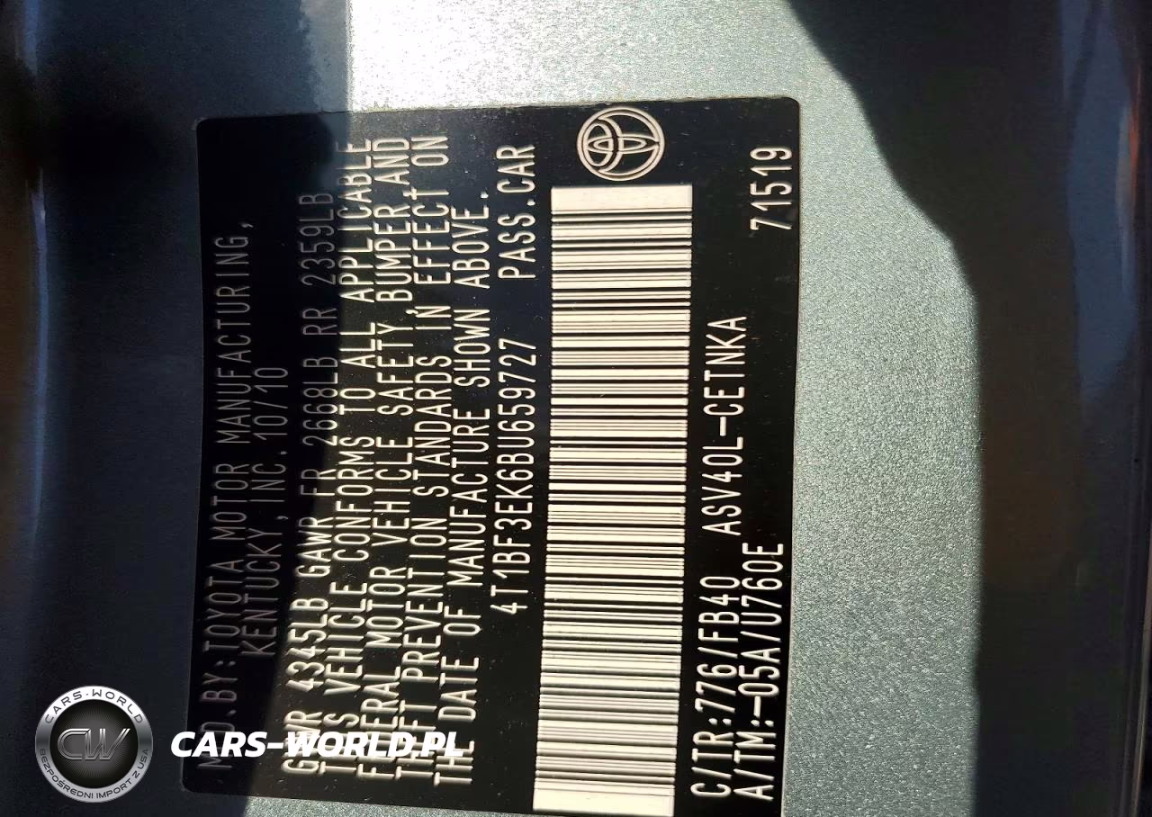 2011 Toyota Camry Le VIN:4T1BF3EK6BU659727 - 12
