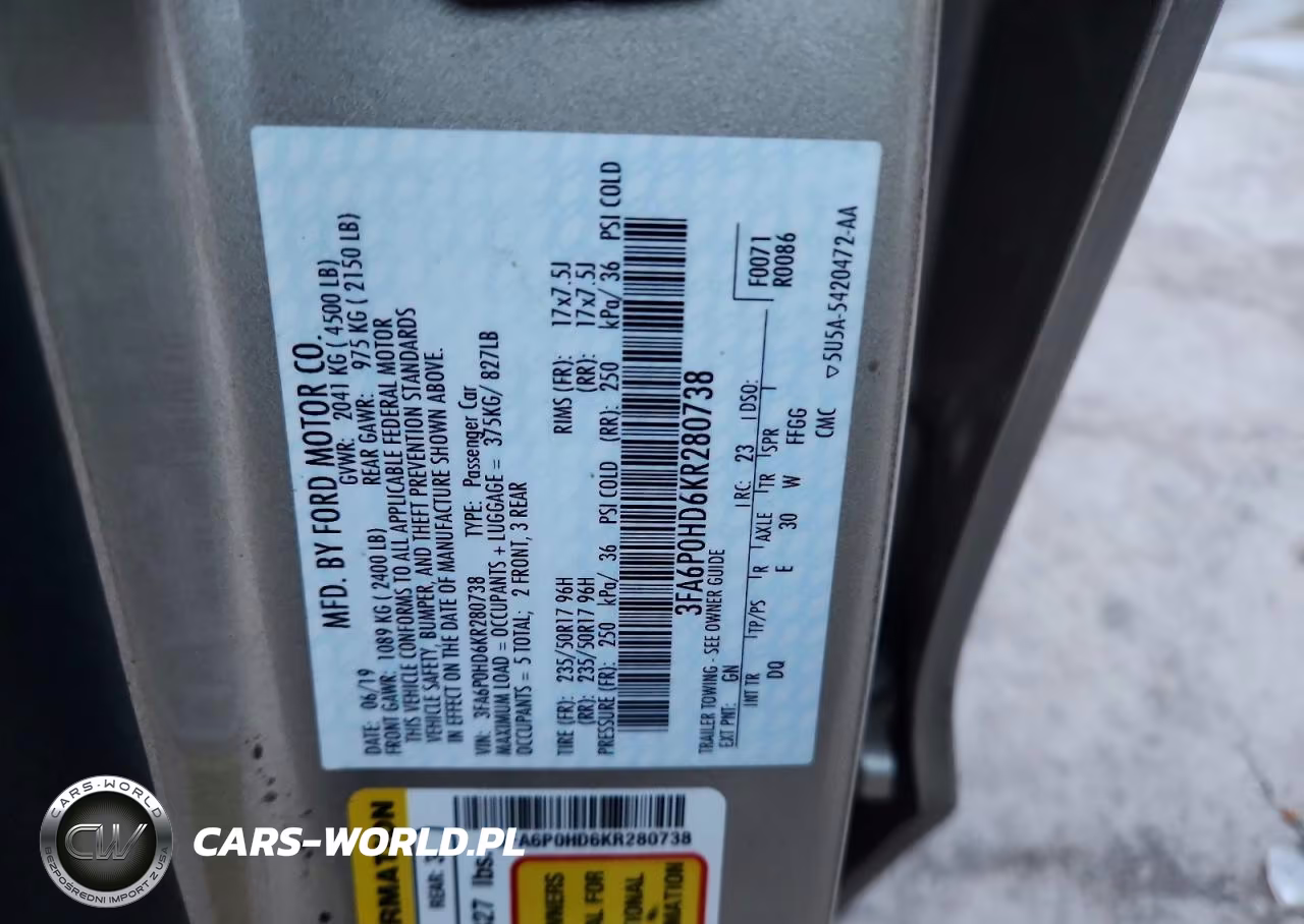 2019 Ford Fusion Se VIN:3FA6P0HD6KR280738 - 12