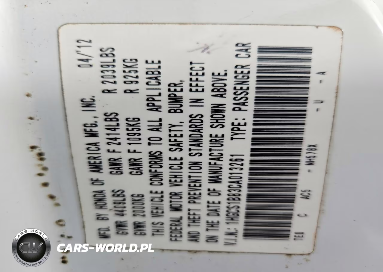 2012 Honda Accord Exl VIN:1HGCS1B83CA013261 - 12