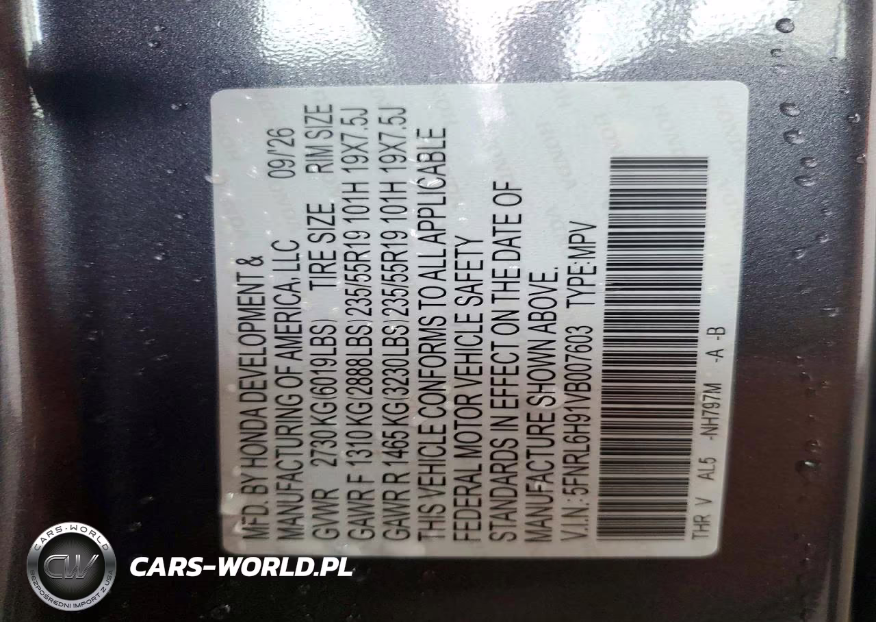 2027 Honda Odyssey Elite VIN:5FNRL6H91VB007603 - 13