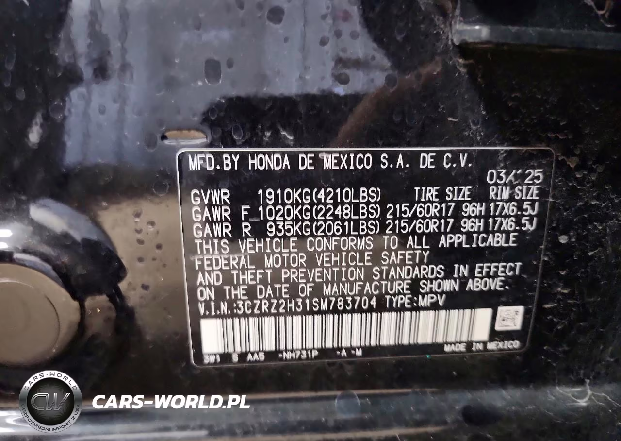 2025 Honda Hr-V Lx VIN:3CZRZ2H31SM783704 - 13