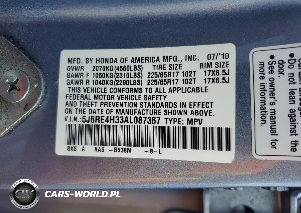 2010 Honda Cr-V Lx VIN:5J6RE4H33AL087367 - 13
