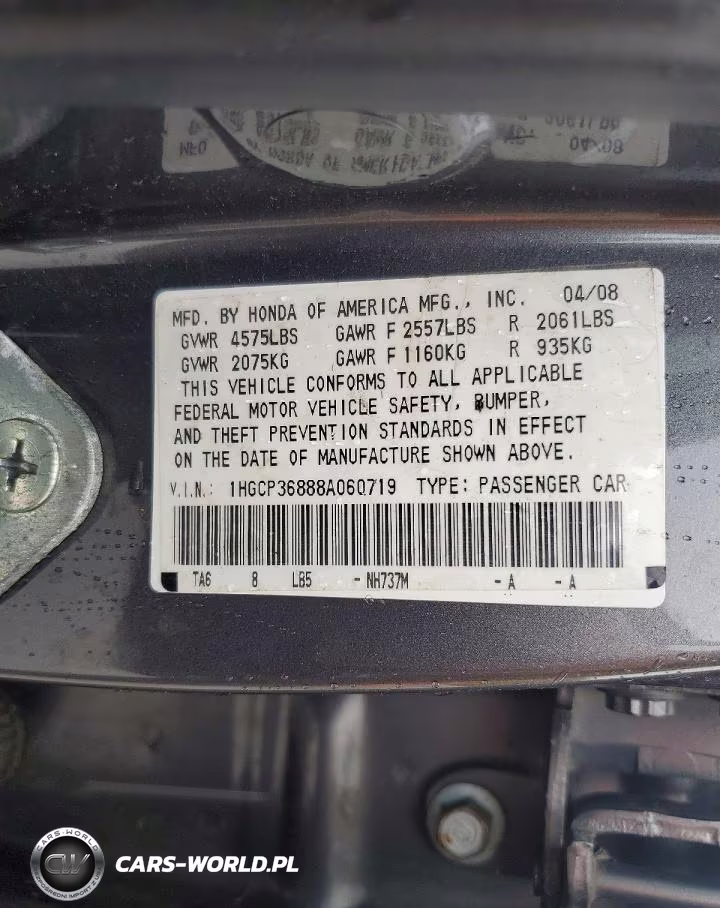 2008 Honda Accord Exl VIN:1HGCP36888A060719 - 12