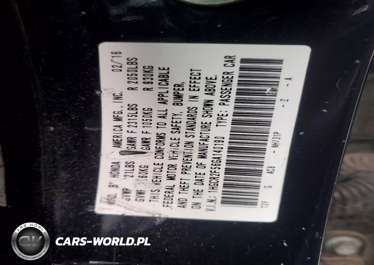 2016 Honda Accord Sport VIN:1HGCR2F56GA140190 - 12