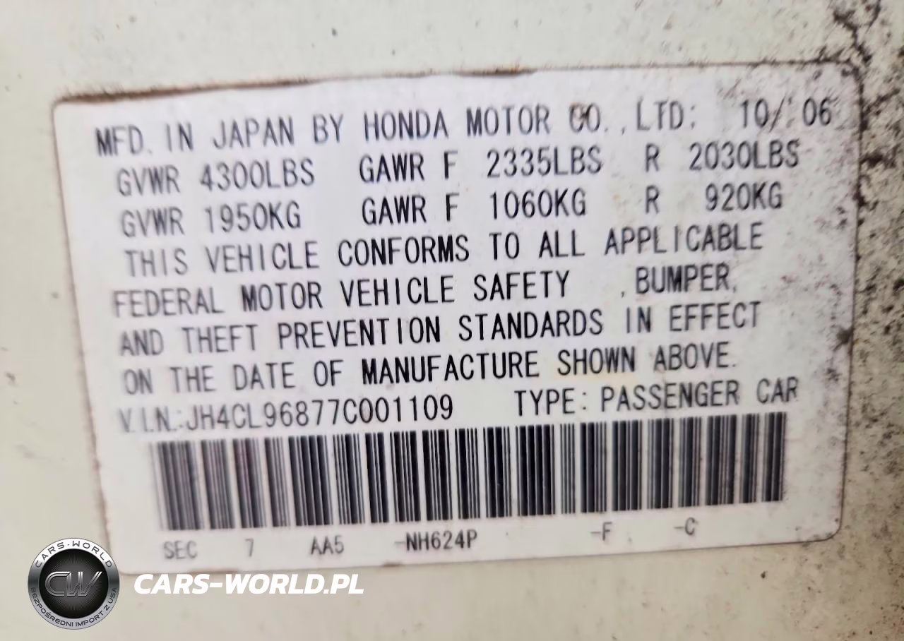 2007 Acura Tsx VIN:JH4CL96877C001109 - 12
