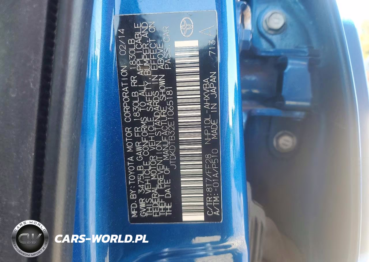 2014 Toyota Prius C Two VIN:JTDKDTB32E1065181 - 12