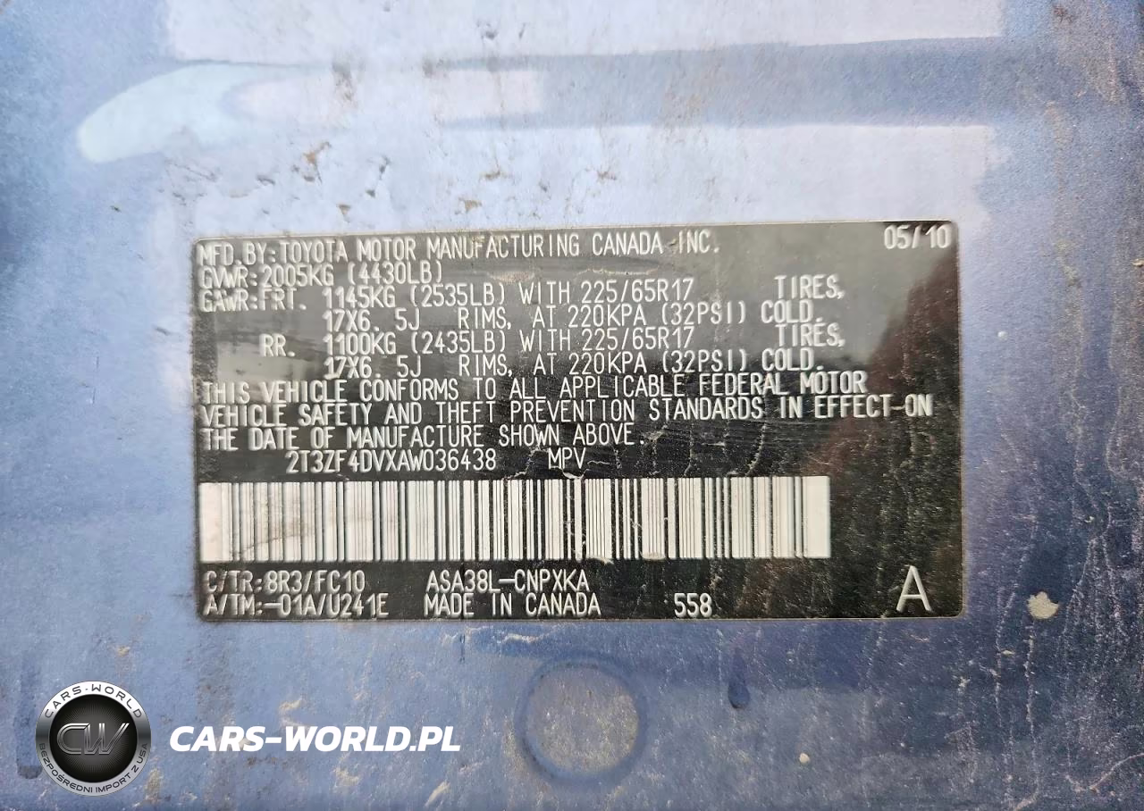 2010 Toyota Rav4 Base VIN:2T3ZF4DVXAW036438 - 13