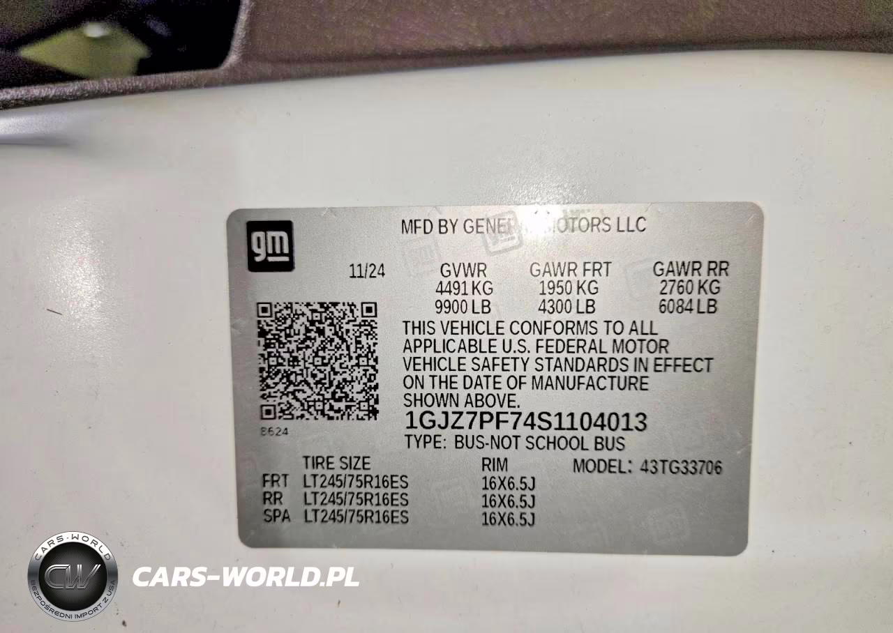 2025 GMC Savana G3500 Lt VIN:1GJZ7PF74S1104013 - 12