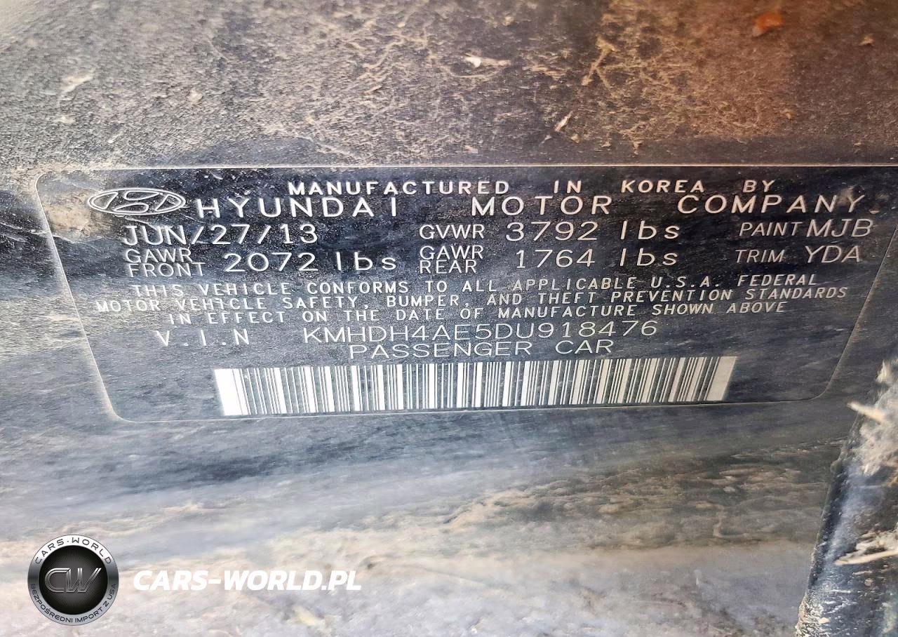 2013 Hyundai Elantra Limited VIN:KMHDH4AE5DU918476 - 12