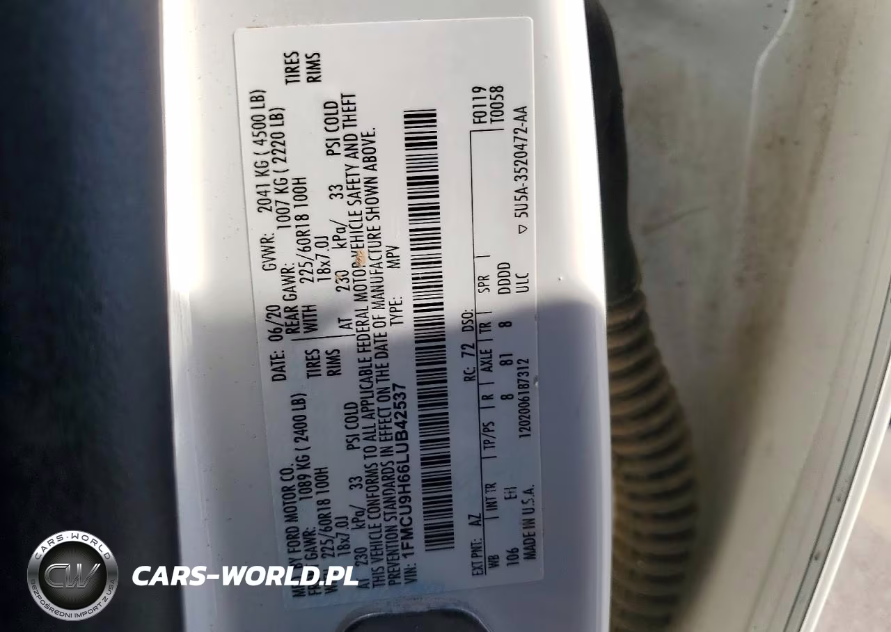 2020 Ford Escape Sel VIN:1FMCU9H66LUB42537 - 13
