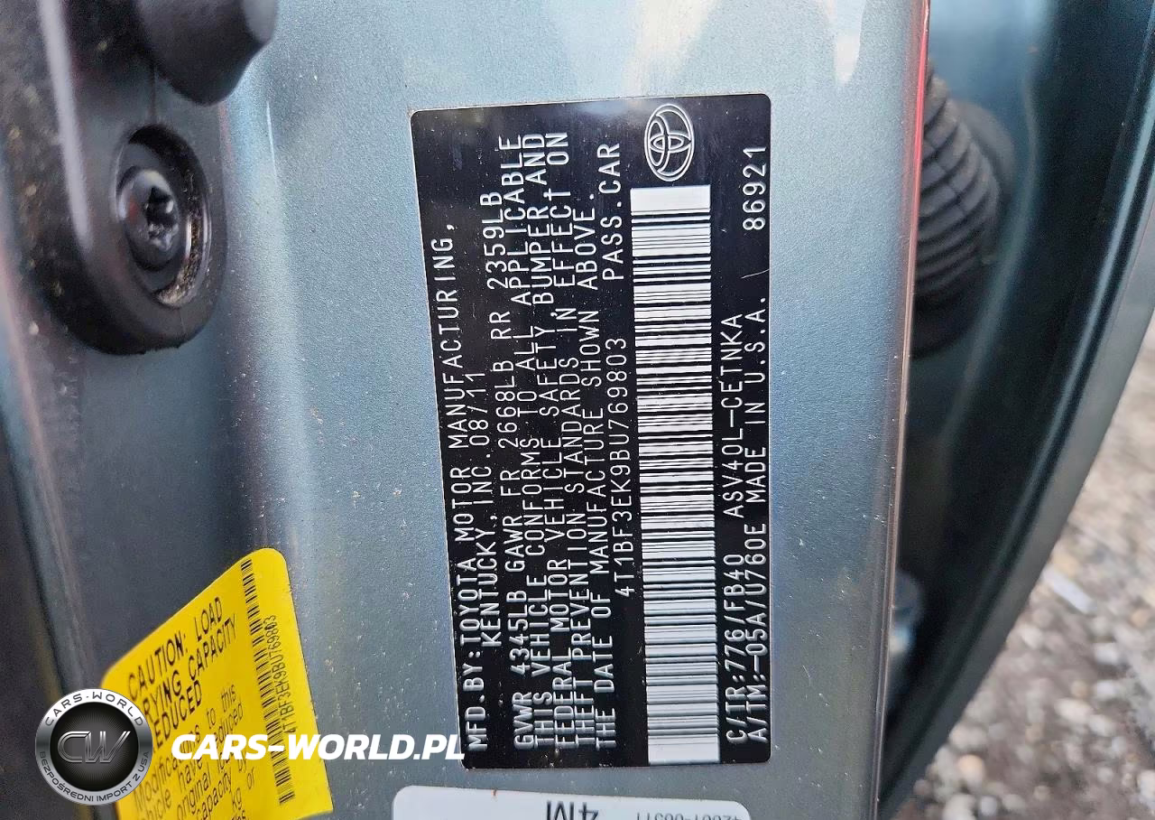 2011 Toyota Camry Le VIN:4T1BF3EK9BU769803 - 12