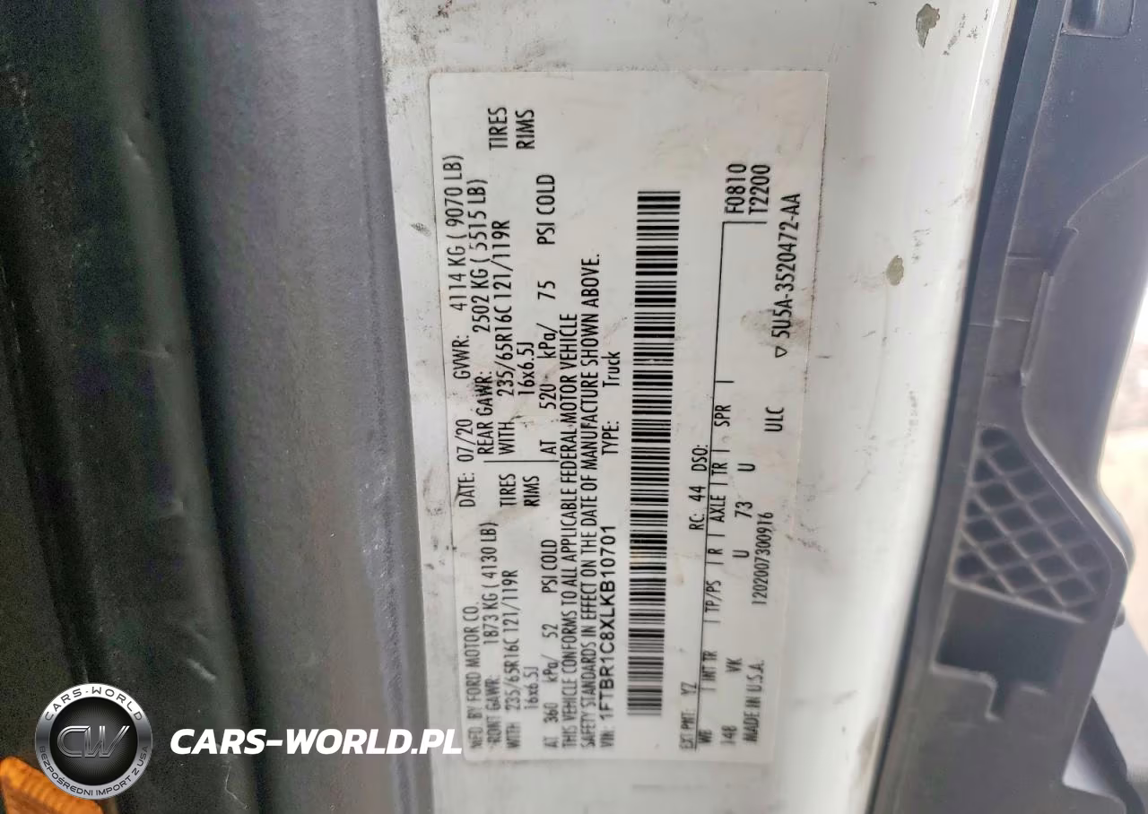 2020 Ford Transit T-250 VIN:1FTBR1C8XLKB10701 - 13