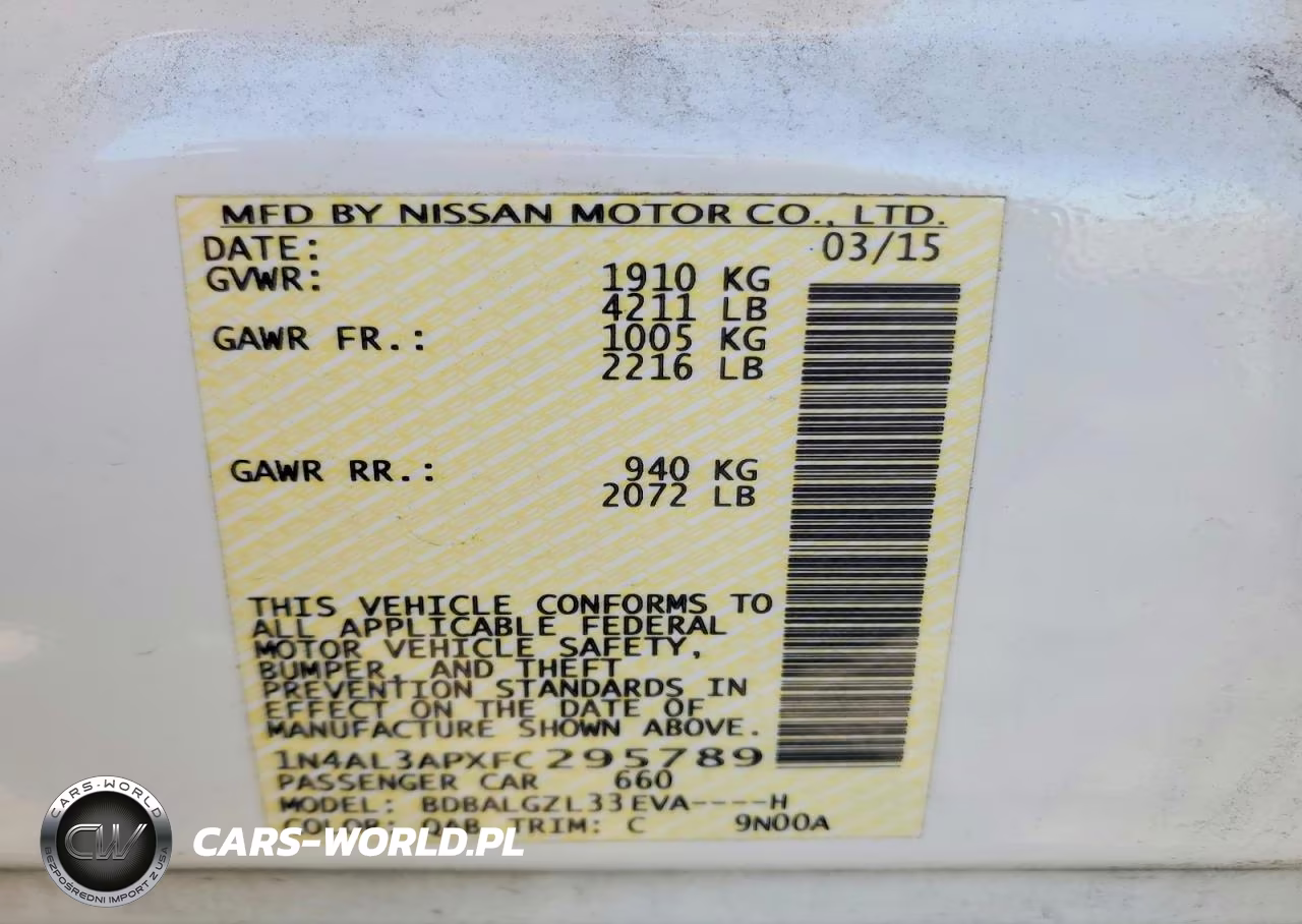 2015 Nissan Altima 2.5 S VIN:1N4AL3APXFC295789 - 12