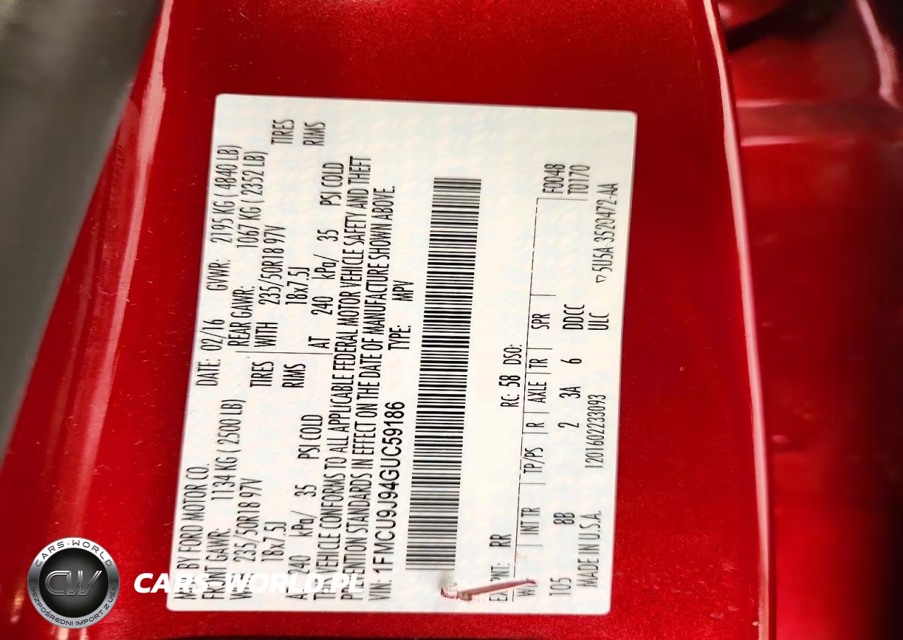 2016 Ford Escape Tit VIN:1FMCU9J94GUC59186 - 12