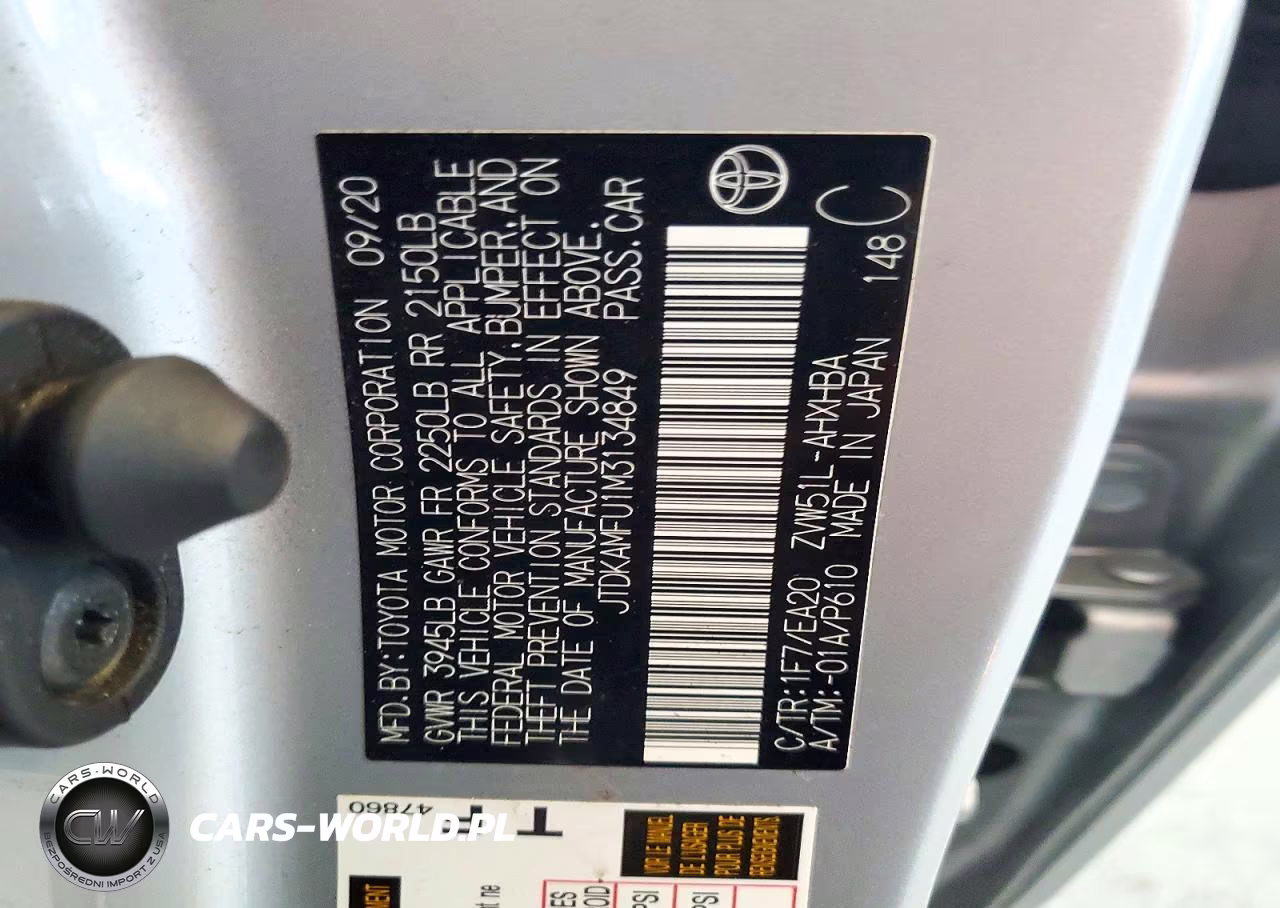 2021 Toyota Prius Xle VIN:JTDKAMFU1M3134849 - 13