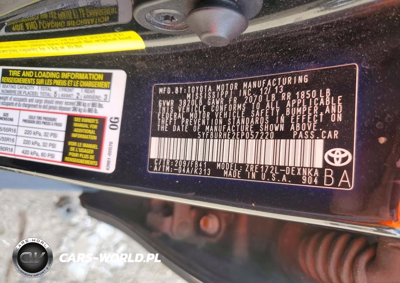 2014 Toyota Corolla Le VIN:5YFBURHE2EP057220 - 12