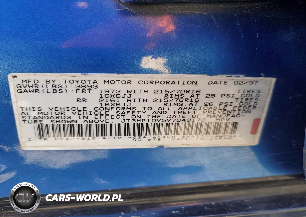 1997 Toyota Rav4 Base VIN:JT3HP10V5V7049178 - 13