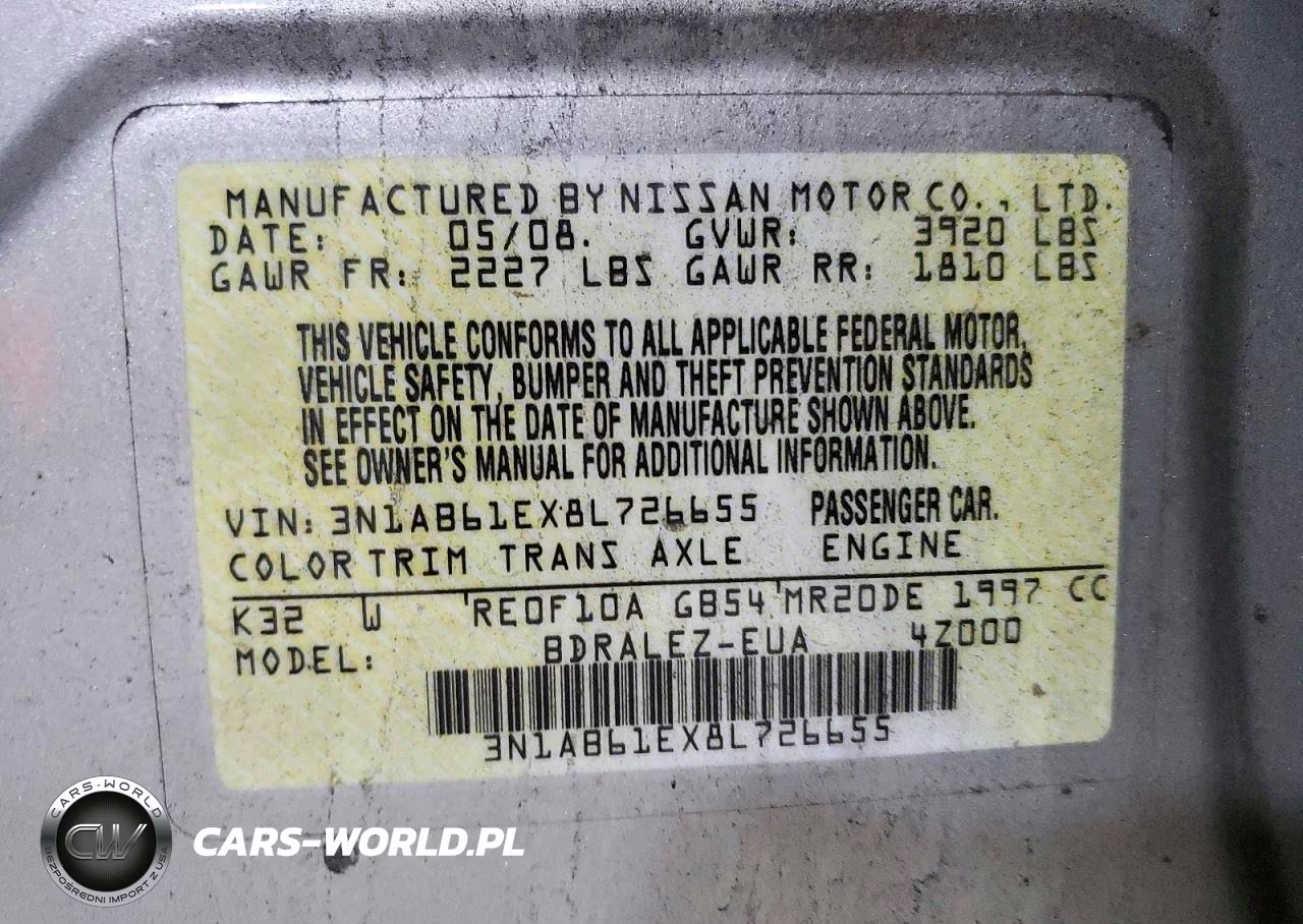 2008 Nissan Sentra 2.0 VIN:3N1AB61EX8L726655 - 13