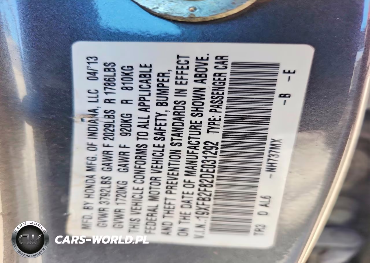 2013 Honda Civic Ex VIN:19XFB2F82DE031292 - 12