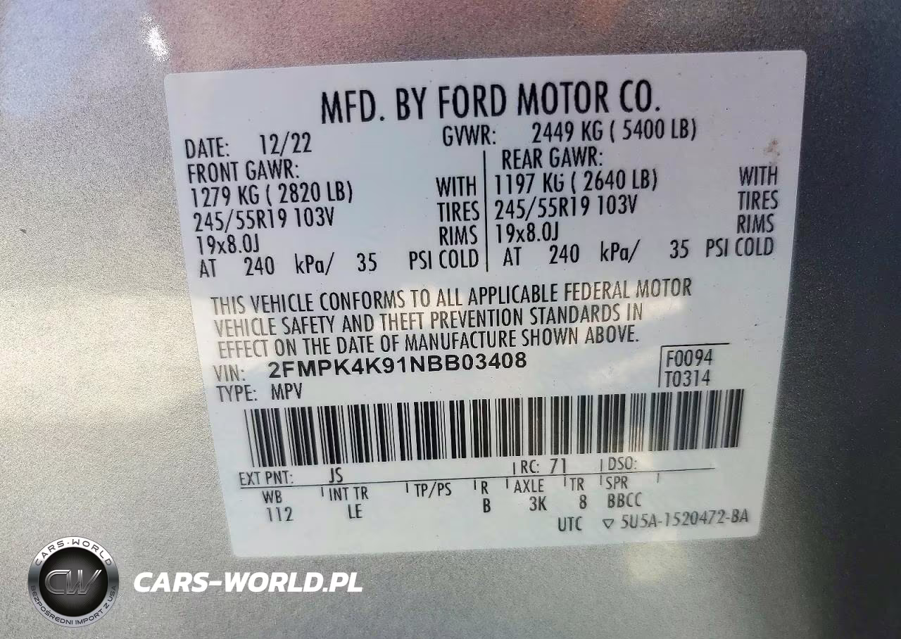 2022 Ford Edge Titanium VIN:2FMPK4K91NBB03408 - 14