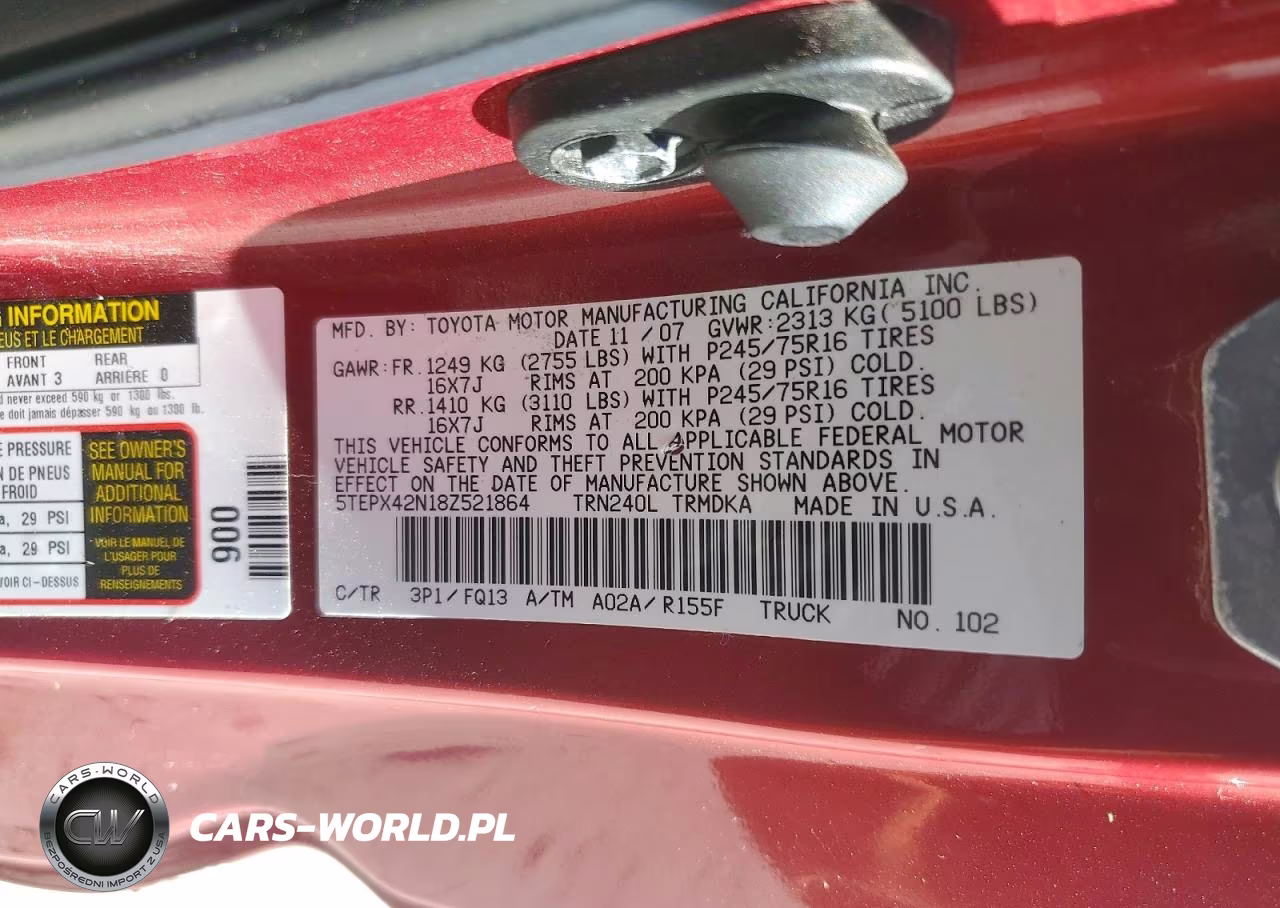 2008 Toyota Tacoma Base VIN:5TEPX42N18Z521864 - 13