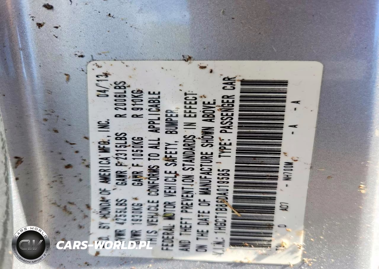 2013 Honda Accord Exl VIN:1HGCT1B86DA019585 - 12
