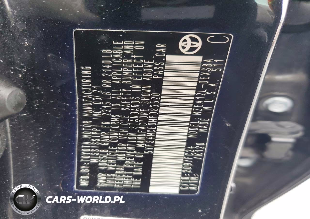2021 Toyota Corolla Se Apex VIN:5YFS4MCE0MP083520 - 12