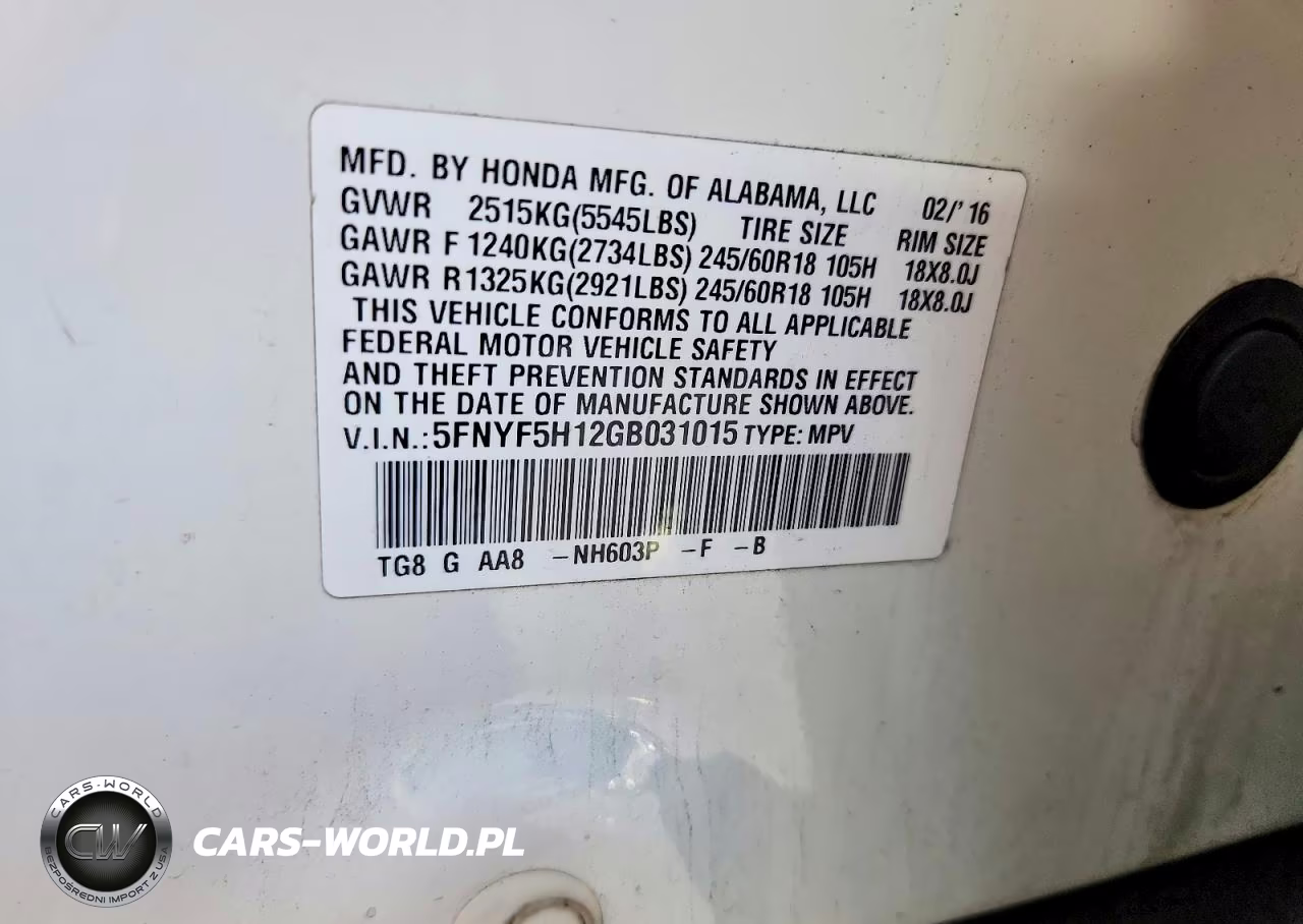 2016 Honda Pilot Lx VIN:5FNYF5H12GB031015 - 14