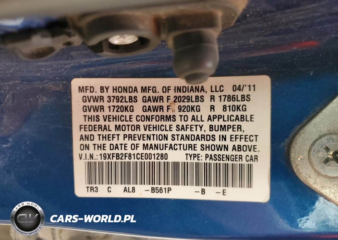 2012 Honda Civic Ex VIN:19XFB2F81CE001280 - 12