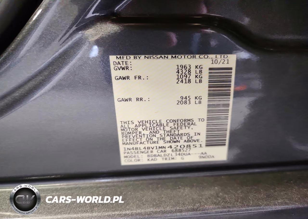 2021 Nissan Altima S VIN:1N4BL4BV1MN420851 - 12