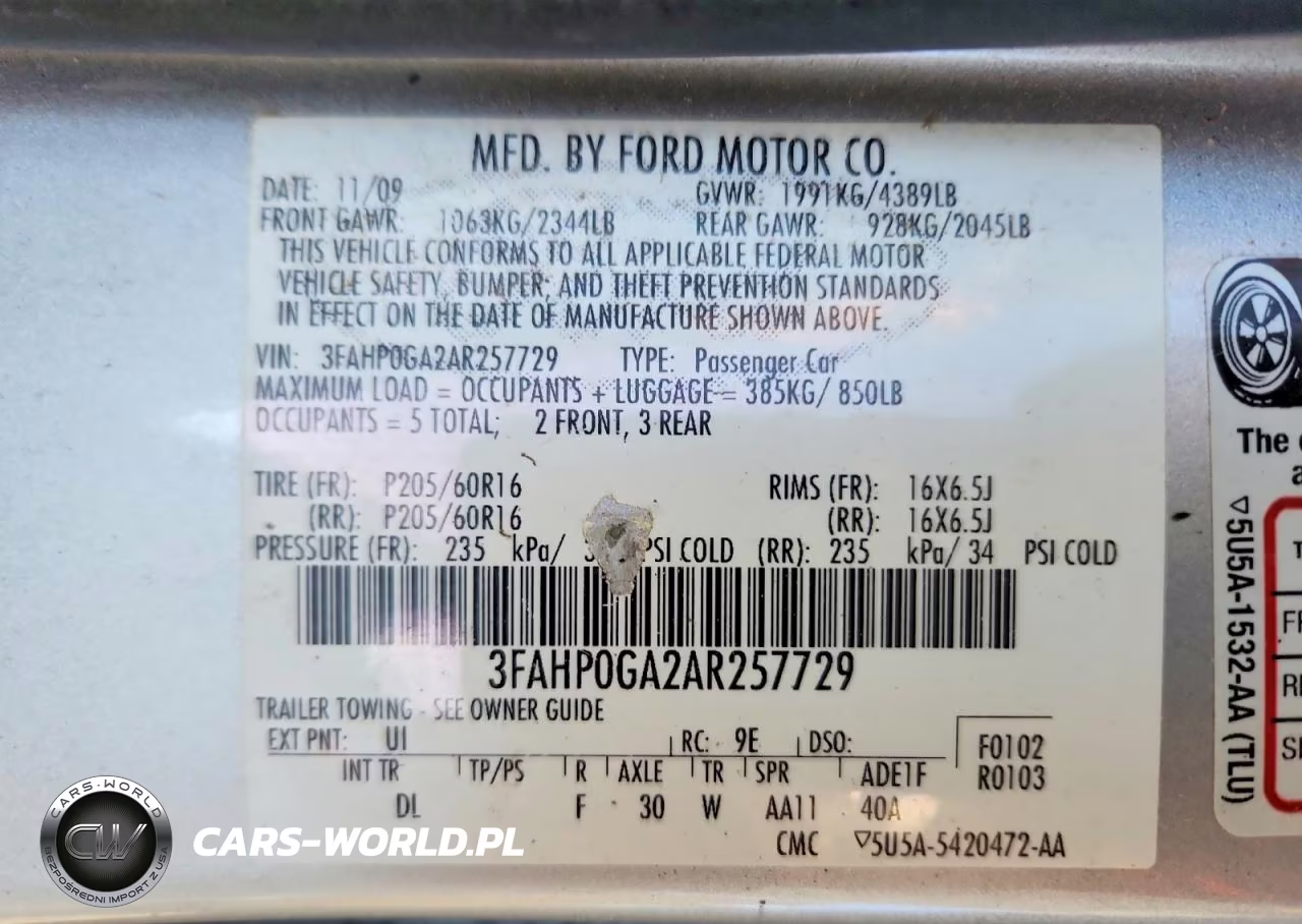2010 Ford Fusion S VIN:3FAHP0GA2AR257729 - 12
