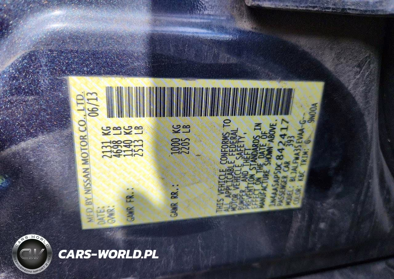 2013 Nissan Maxima 3.5 S VIN:1N4AA5AP5DC842417 - 12