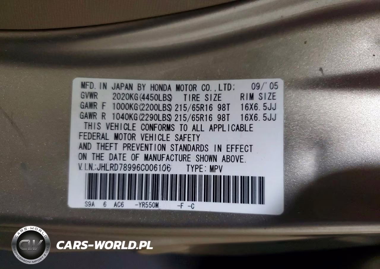 2006 Honda Cr-V Se VIN:JHLRD78996C006106 - 13