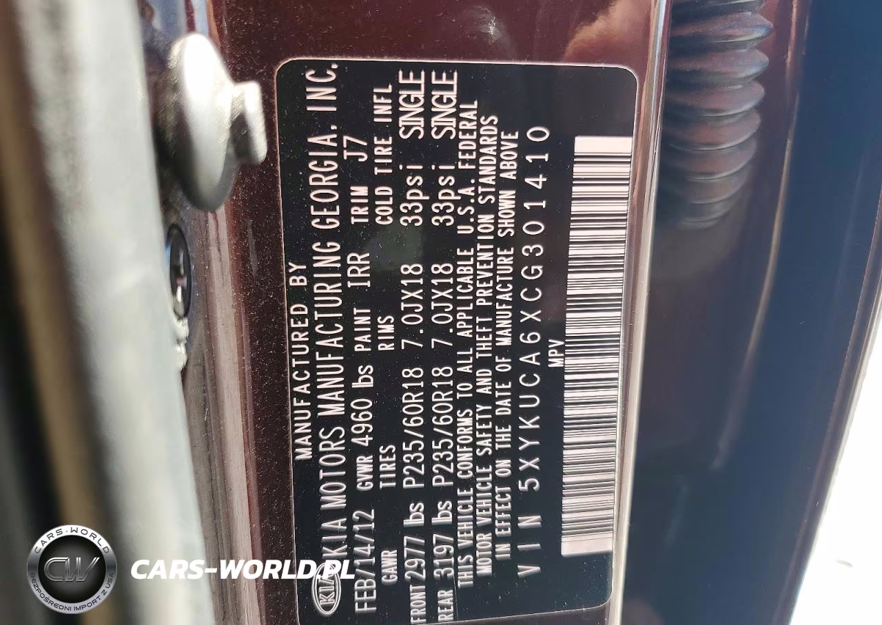 2012 Kia Sorento Ex VIN:5XYKUCA6XCG301410 - 13