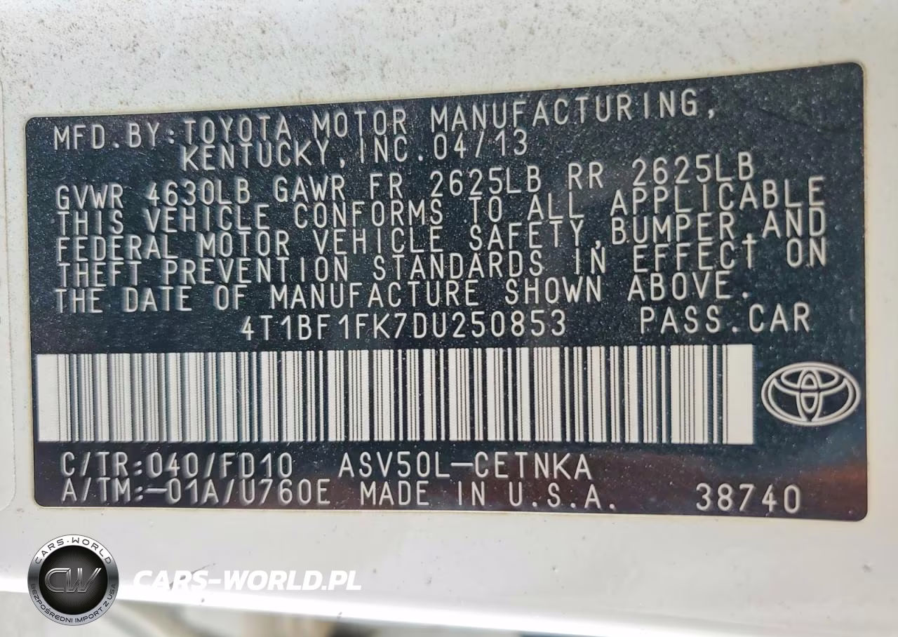 2013 Toyota Camry Le VIN:4T1BF1FK7DU250853 - 13