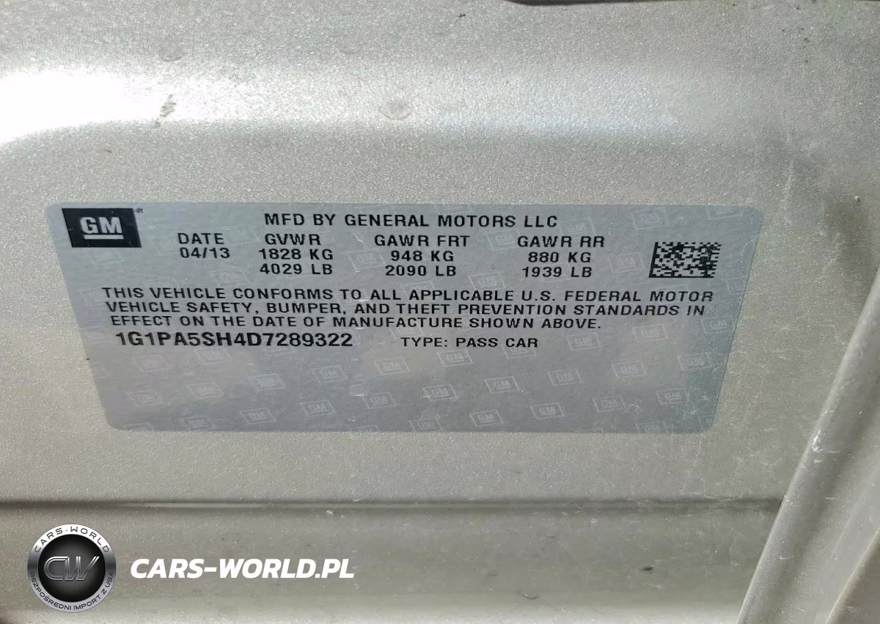 2013 Chevrolet Cruze Ls VIN:1G1PA5SH4D7289322 - 12