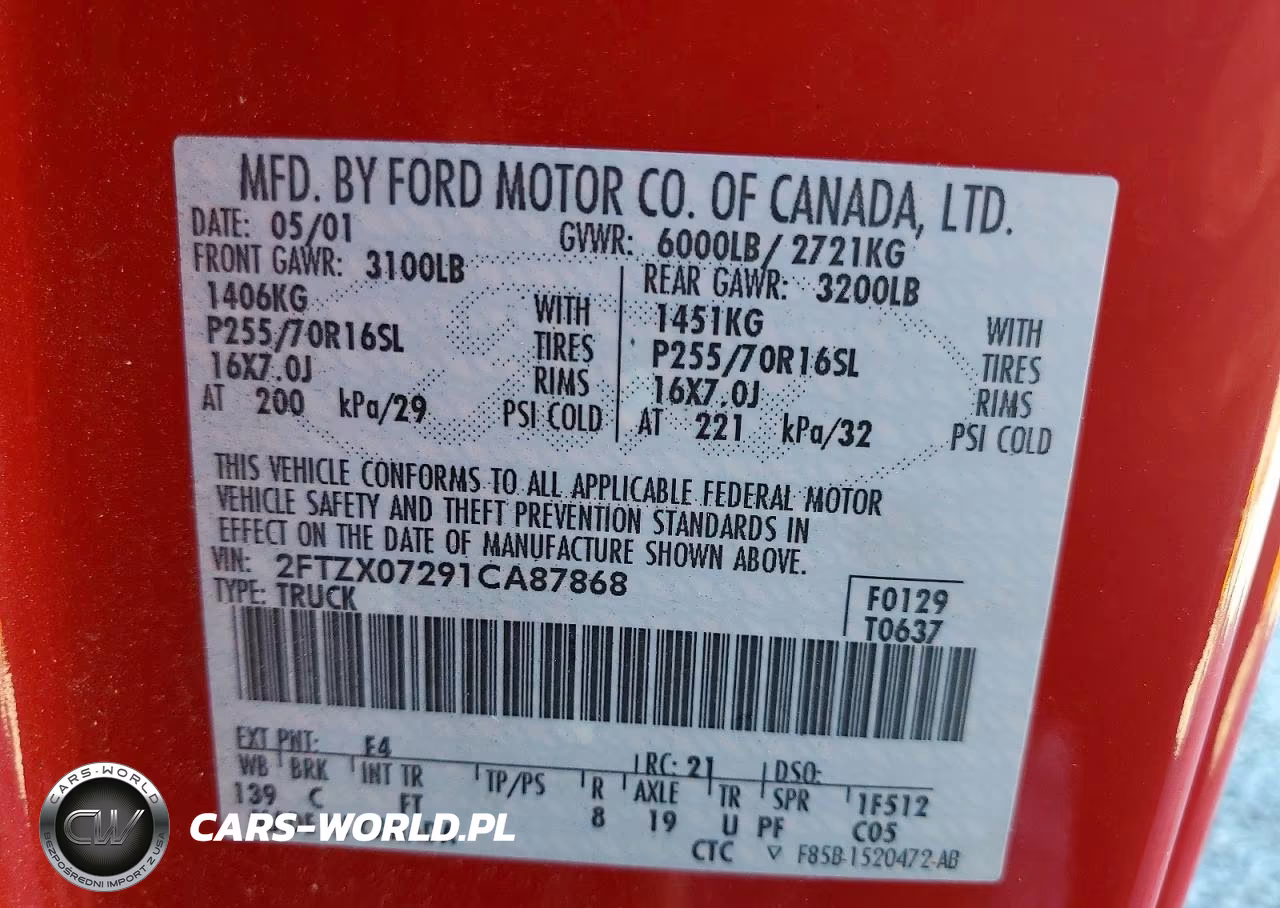 2001 Ford F150 VIN:2FTZX07291CA87868 - 12