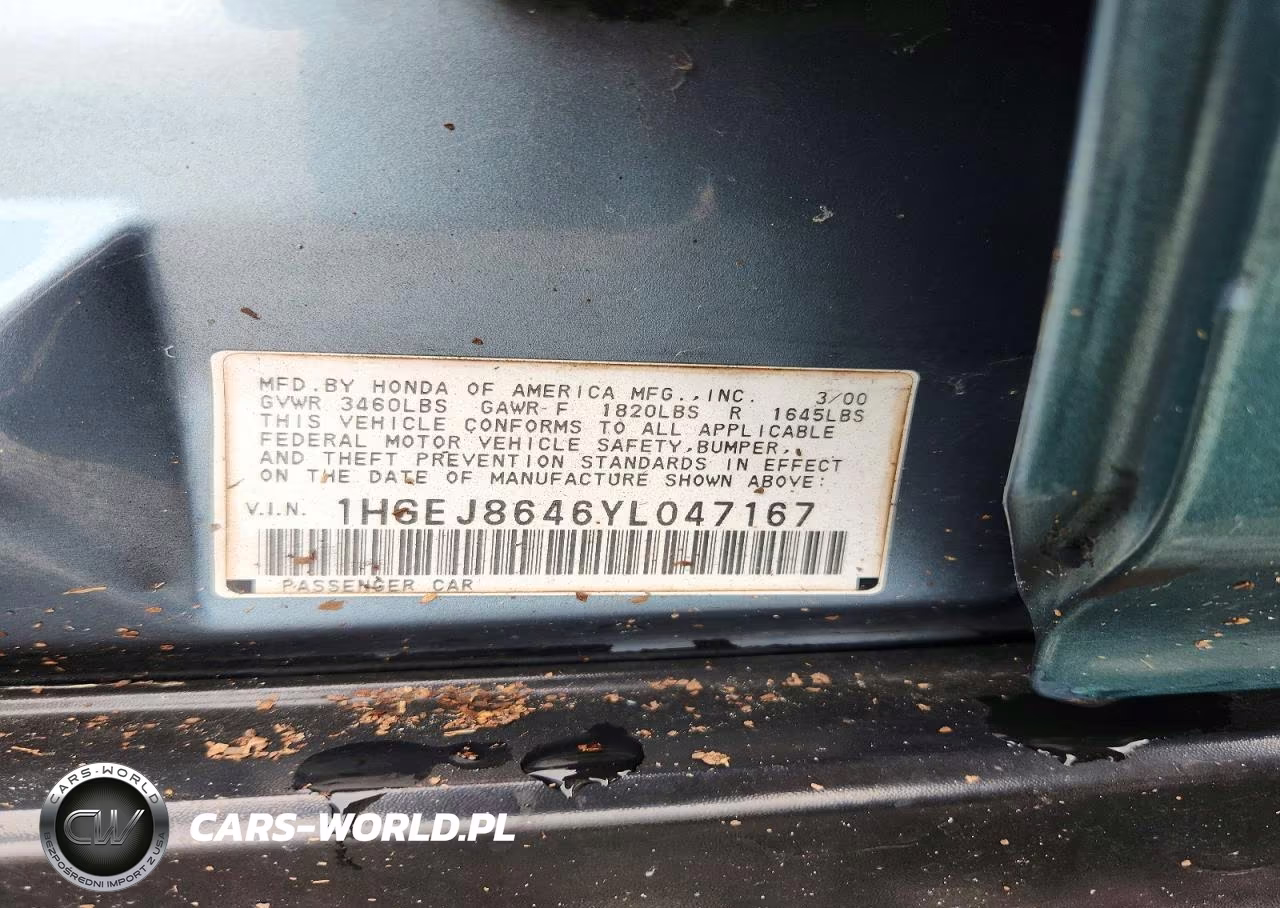 2000 Honda Civic Ex VIN:1HGEJ8646YL047167 - 12