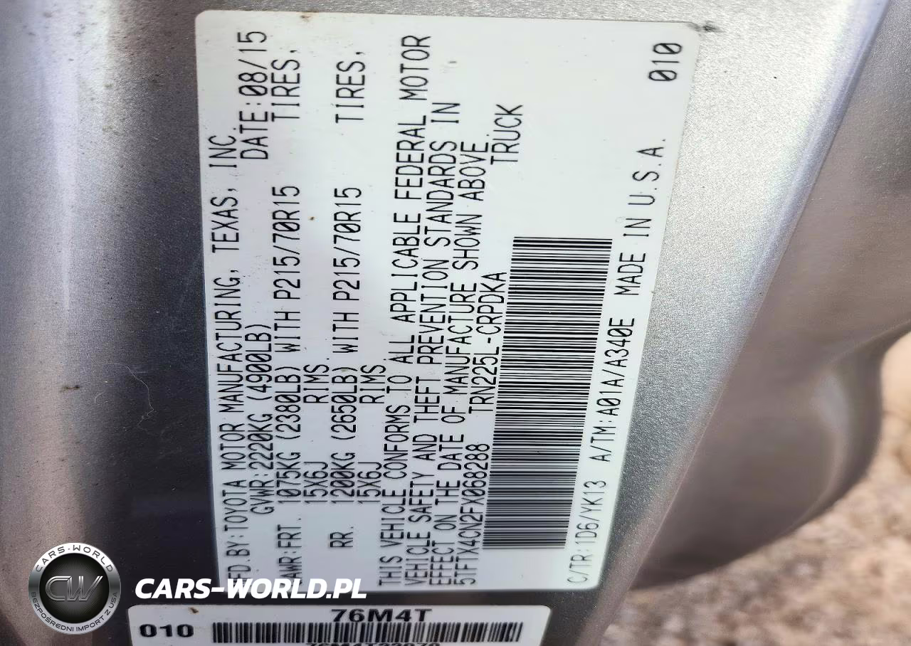 2015 Toyota Tacoma Base VIN:5TFTX4CN2FX068288 - 12