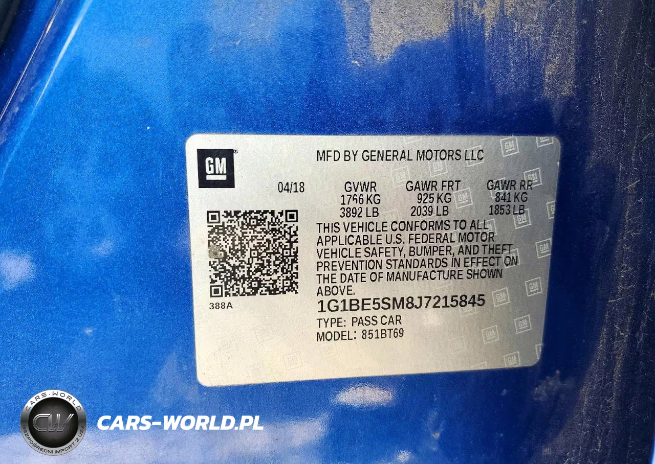 2018 Chevrolet Cruze Lt VIN:1G1BE5SM8J7215845 - 12