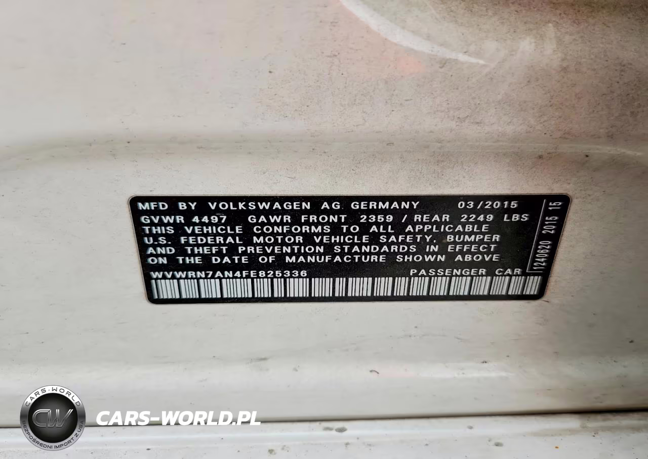 2015 Volkswagen Cc Executive VIN:WVWRN7AN4FE825336 - 12