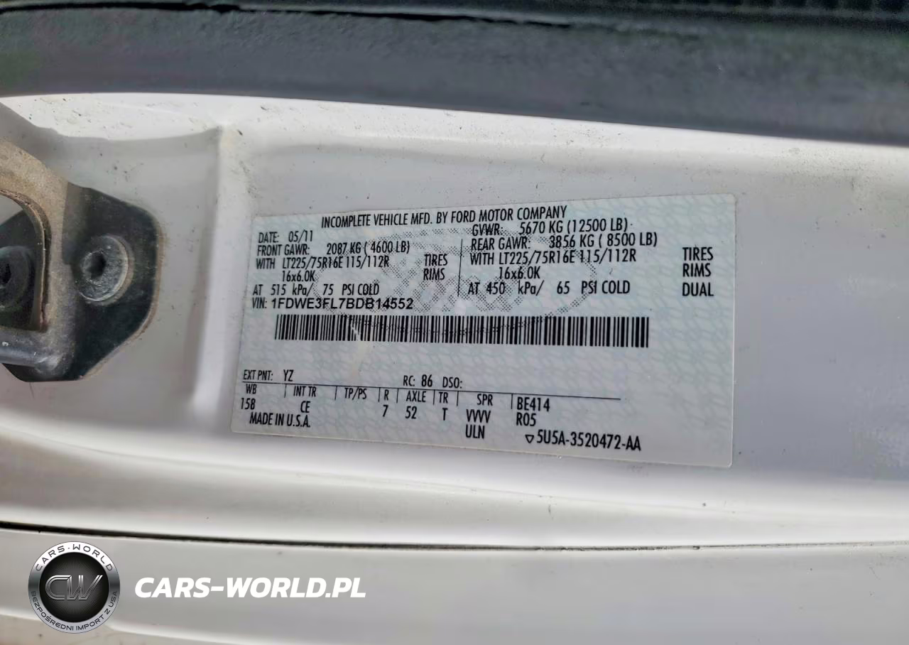 2011 Ford Econoline E350 Super Duty Cutaway Van VIN:1FDWE3FL7BDB14552 - 13
