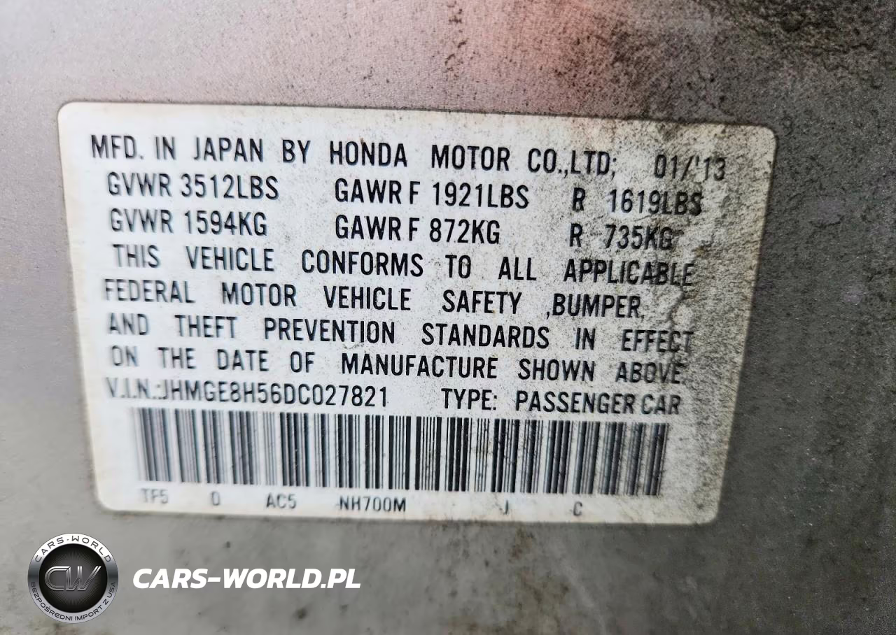 2013 Honda Fit Sport VIN:JHMGE8H56DC027821 - 12