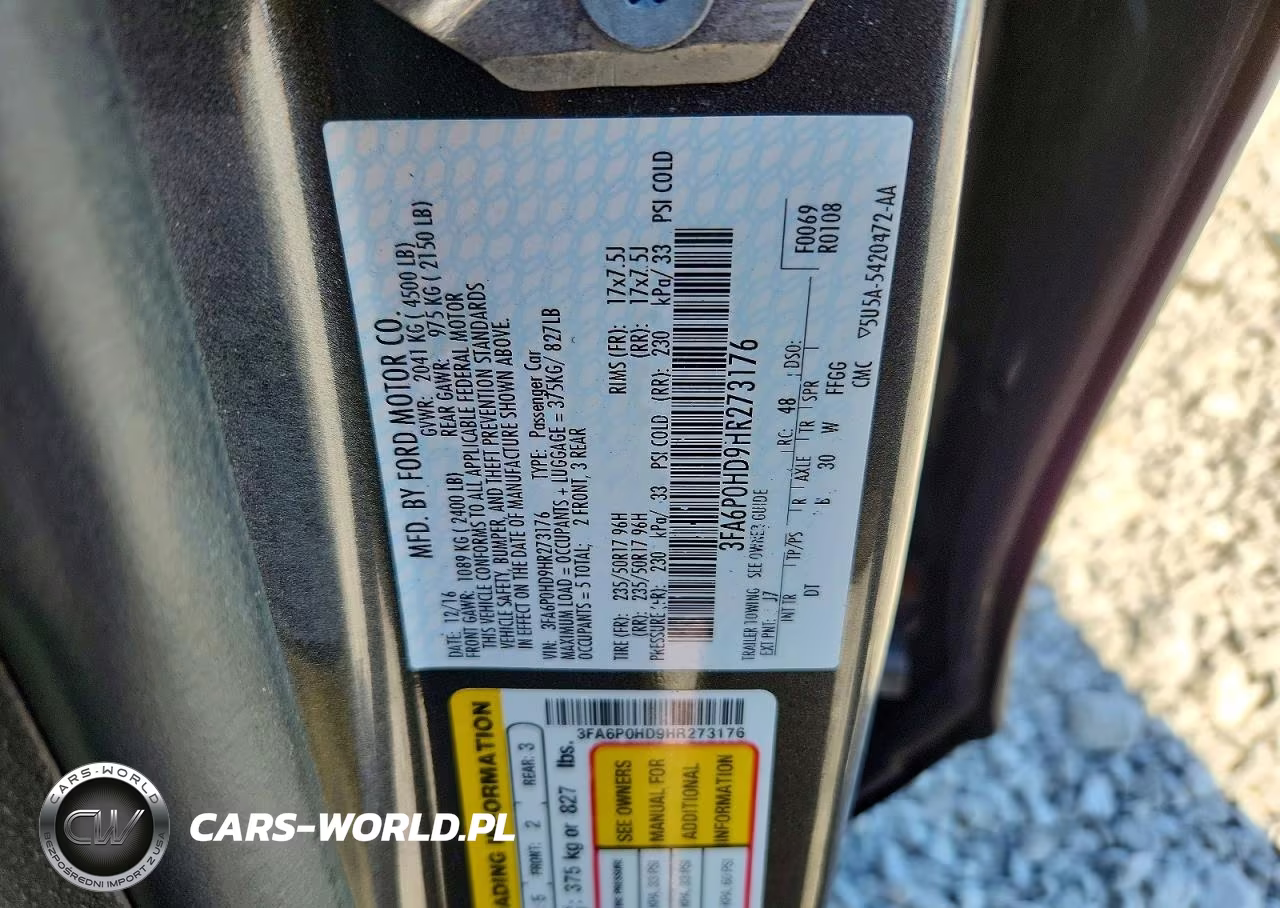 2017 Ford Fusion Se VIN:3FA6P0HD9HR273176 - 12